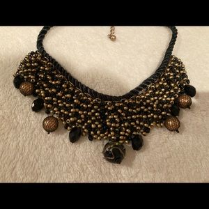 Elegant Black and Gold Beaded Necklace
